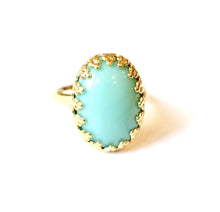 Charger l'image dans la galerie, Magnifique bague en or turquoise réglable ovale