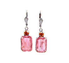 Charger l'image dans la galerie, Boucles d'oreilles Art Déco rose orange en verre vintage
