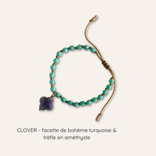 Charger l'image dans la galerie, Bracelet CLOVER – trèfle en pierre naturelle porte bonheur: Quartz rose