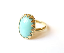 Charger l'image dans la galerie, Magnifique bague en or turquoise réglable ovale