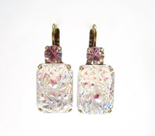 Charger l'image dans la galerie, Boucles d'oreilles rectangulaires avec cristaux et pierres de verre