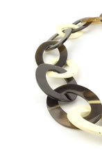 Charger l'image dans la galerie, Collier long anneaux ovale plat 3 tailles avec laque ivoire