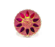 Charger l'image dans la galerie, Bague ajustable fleurs roses – finition argent vieilli
