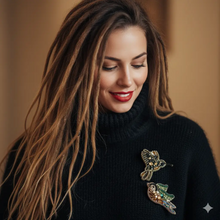 Charger l'image dans la galerie, Broche, Le Colibri Onyx Doré