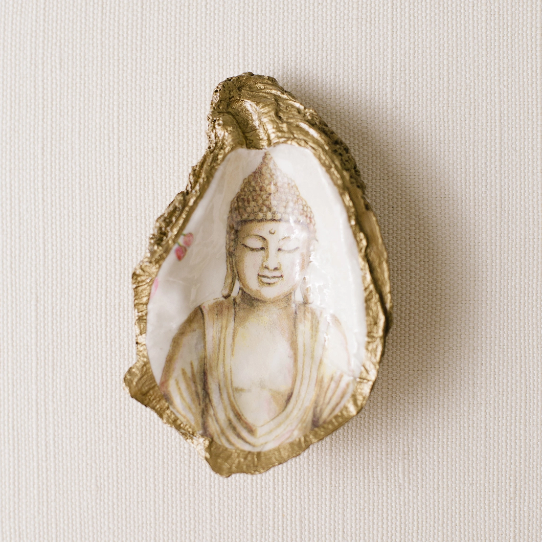 Decoupage Oyster Jewelry Dish: Buddha