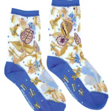 Charger l'image dans la galerie, Floralia Bleue • Chaussettes transparentes à fleurs femme