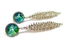 Charger l'image dans la galerie, CLIPS Barbarella – Cabochons turquoise vintage & spirales argent vieilli