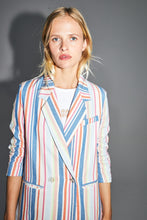 Charger l'image dans la galerie, Le Blazer Ema à rayures pop multicolores en coton organique fabriqué en Italie