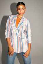 Charger l'image dans la galerie, Le Blazer Ema à rayures pop multicolores en coton organique fabriqué en Italie
