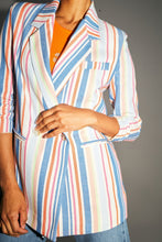 Charger l'image dans la galerie, Le Blazer Ema à rayures pop multicolores en coton organique fabriqué en Italie