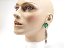 Charger l'image dans la galerie, CLIPS Barbarella – Cabochons turquoise vintage & spirales argent vieilli