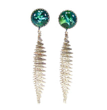 Charger l'image dans la galerie, CLIPS Barbarella – Cabochons turquoise vintage & spirales argent vieilli
