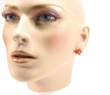 Charger l'image dans la galerie, Boucles d'oreilles – Perles de verre vintage orange, esprit Space Age
