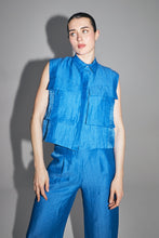 Charger l'image dans la galerie, La Chemise Nina en lin bleu brillant fabriquée en Italie