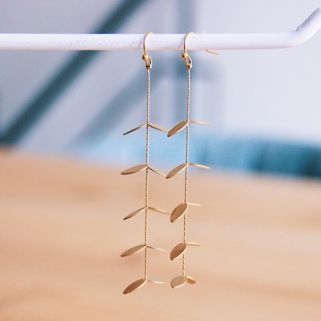 Fine wire earring leaves