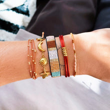 Charger l&#39;image dans la galerie, Quadruple satin bracelet with beads bordeaux
