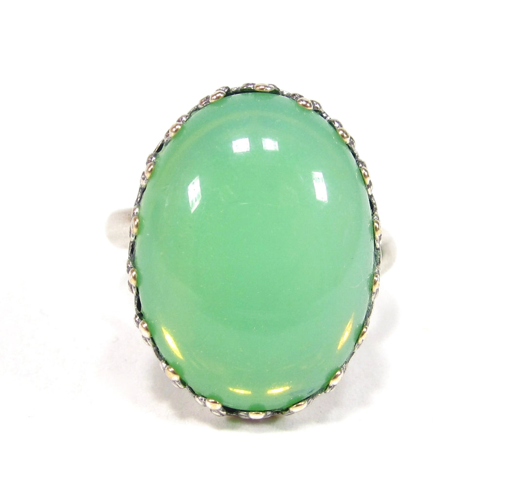 Bague en pierre de lune verte faite à la main à Cologne