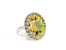 Charger l'image dans la galerie, Bague ajustable fleurs roses – finition argent vieilli
