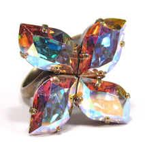 Charger l&#39;image dans la galerie, Bague 1960s Cristal Bronze Anciens Strass
