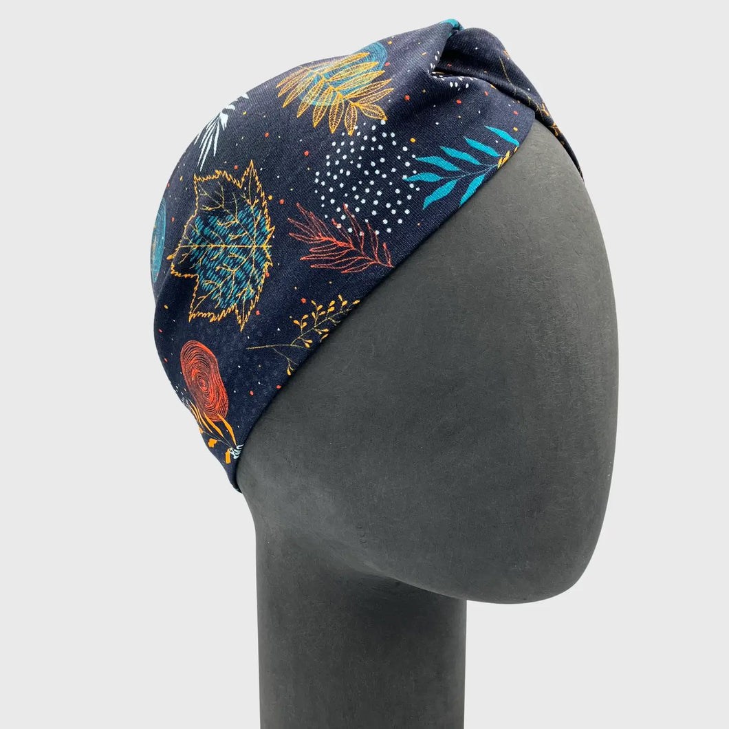 Turban Bandeau  bleu en jersey de coton bio