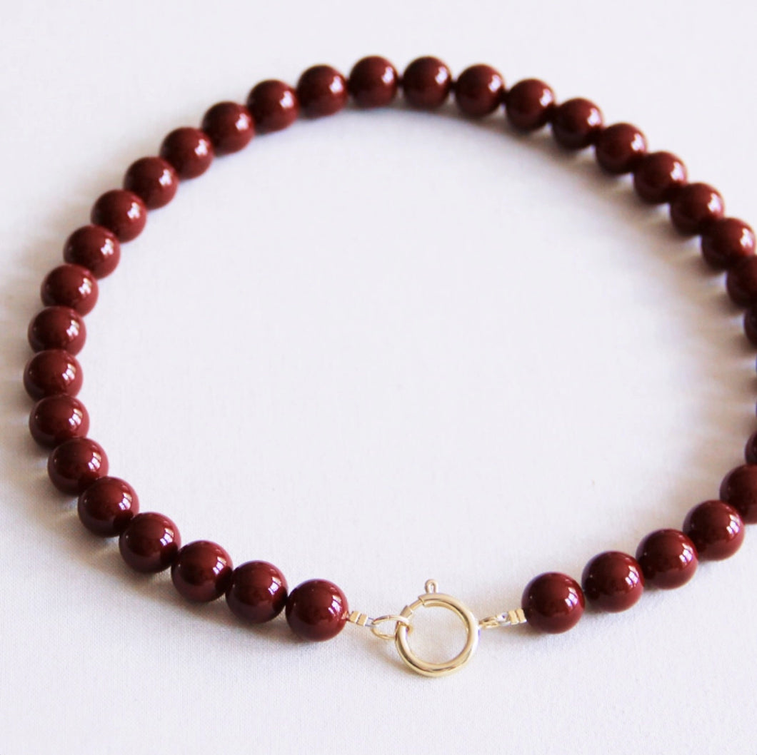 Natural stone bead necklace XL burgundy