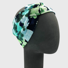 Charger l'image dans la galerie, Bandeau Accessoire Aquarelle Bleu Vert Ponte Jersey
