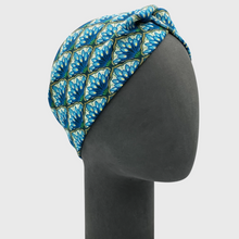 Charger l'image dans la galerie, Bandeau Twist Art Déco Bleu Ponte Jersey
