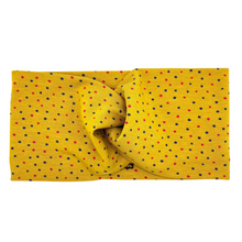Charger l'image dans la galerie, Bandeau Twist à pois jaune en jersey de coton biologique
