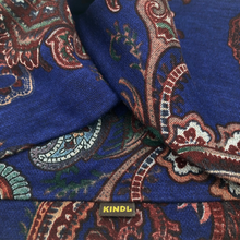 Charger l'image dans la galerie, Bandeau avec torsion paisley bleu marron en jersey Ponte

