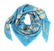 Charger l&#39;image dans la galerie, Carré Laine Monstera Bleu
