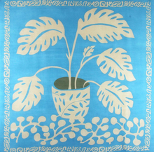 Charger l&#39;image dans la galerie, Carré Laine Monstera Bleu
