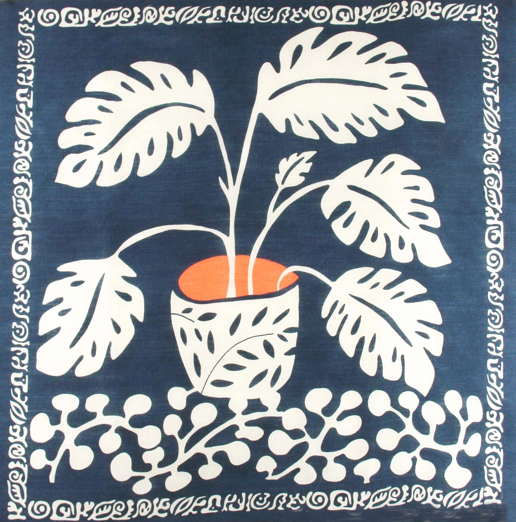 Carré Laine Monstera Marine