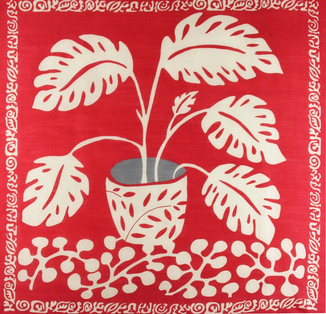 Carré Laine Monstera Rouge