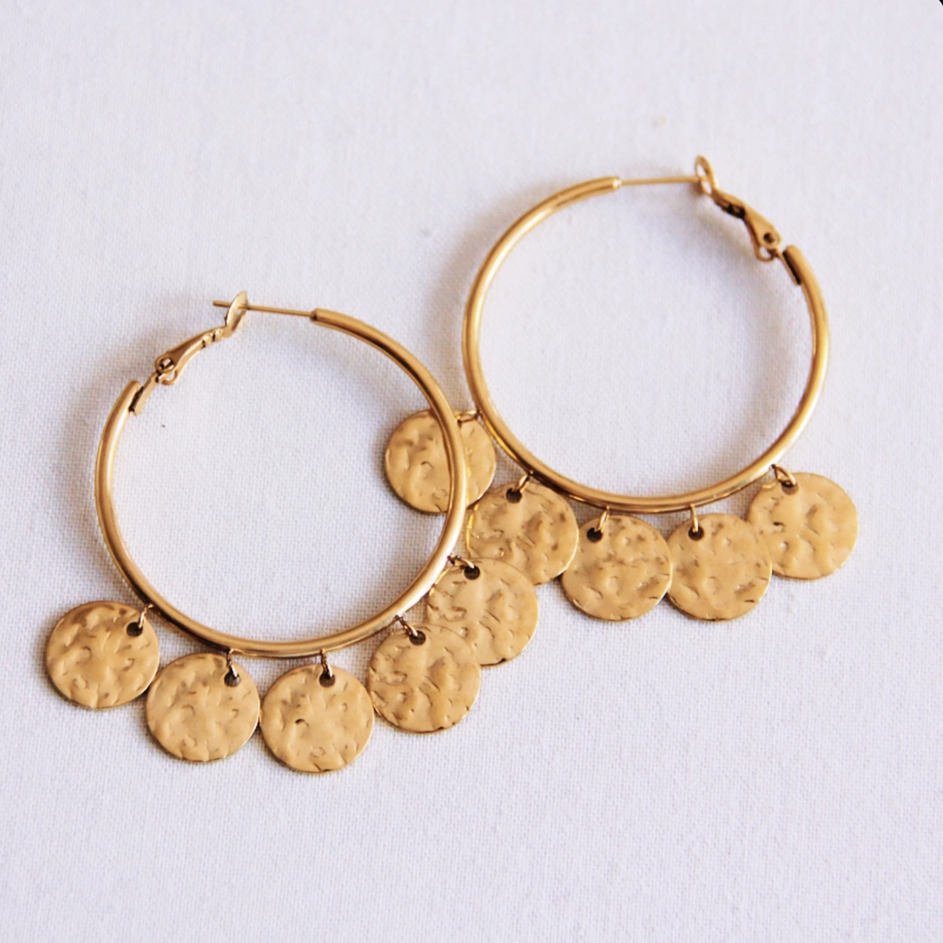 Earring with crafted coins