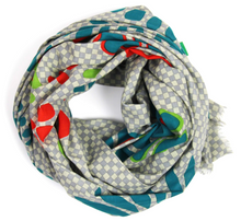 Charger l'image dans la galerie, Foulard Coton Bio Ichimatsu Beige Gris

