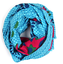 Charger l'image dans la galerie, Foulard Coton Bio Ichimatsu Bleu
