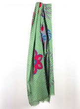 Charger l'image dans la galerie, Foulard Coton Bio Ichimatsu Vert
