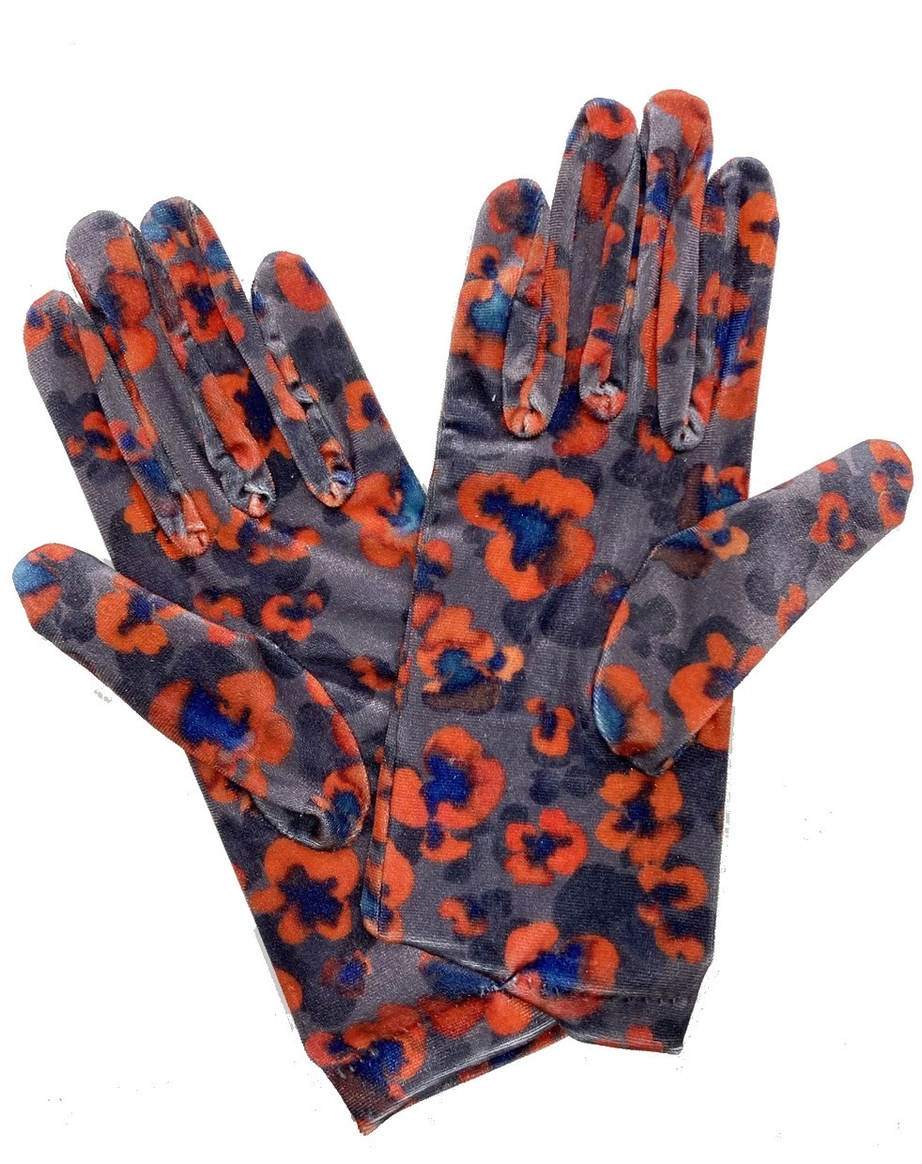 Gants Femme Velours Imprimé Papavero