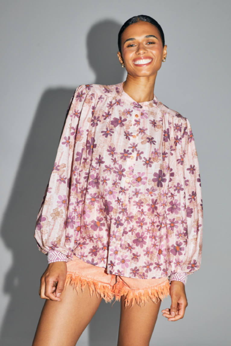 La Chemise Paola, imprimé bloom fall fabriquée en Italie