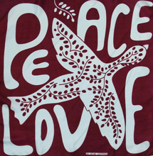 Charger l&#39;image dans la galerie, Mini Foulard Peace and Love Bordeaux
