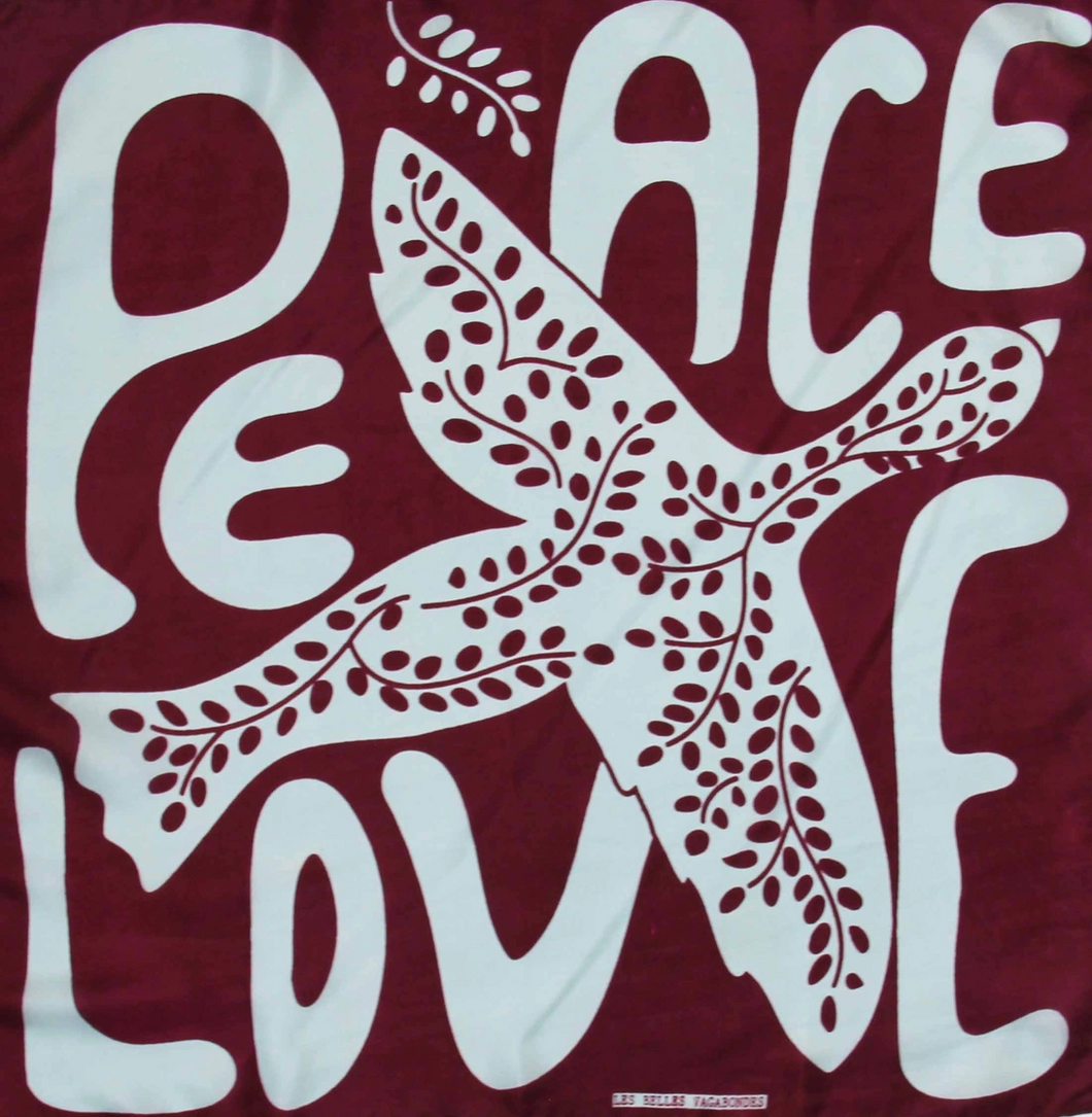 Mini Foulard Peace and Love Bordeaux