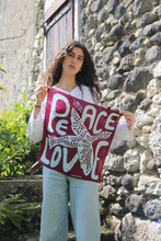 Charger l&#39;image dans la galerie, Mini Foulard Peace and Love Bordeaux
