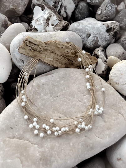 PLUIE DE PERLES - Collier en lin