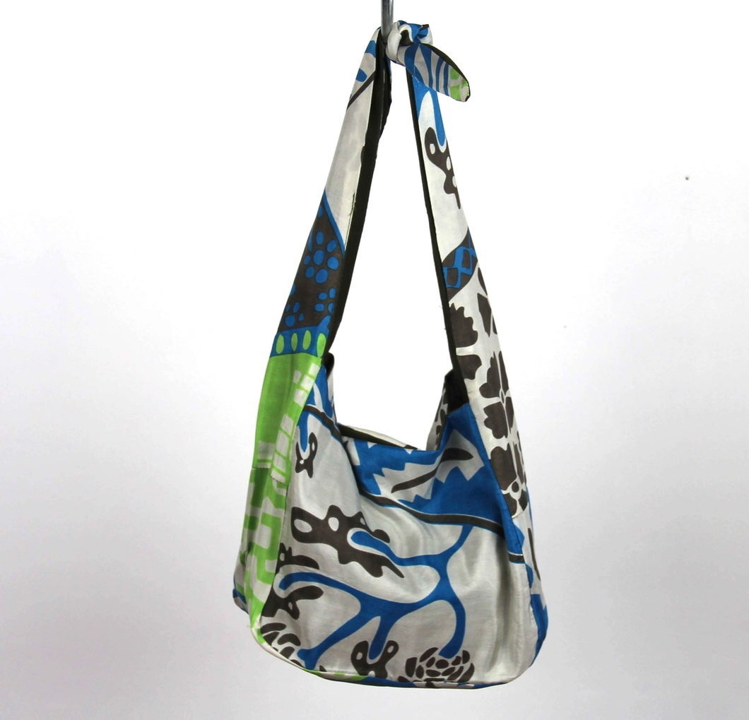 Sac Bobby en Soie Soleil Levant Bleu