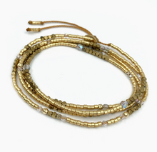Charger l&#39;image dans la galerie, Sautoir / bracelet gold et cristal
