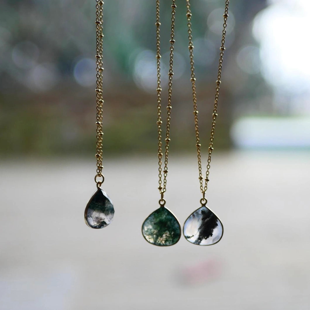 COLLIER JUSTINE AGATE MOSS