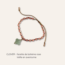 Charger l'image dans la galerie, Bracelet CLOVER – trèfle en pierre naturelle porte bonheur: Quartz rose

