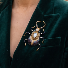 Charger l'image dans la galerie, Broche scarabée noir brodée à la main
