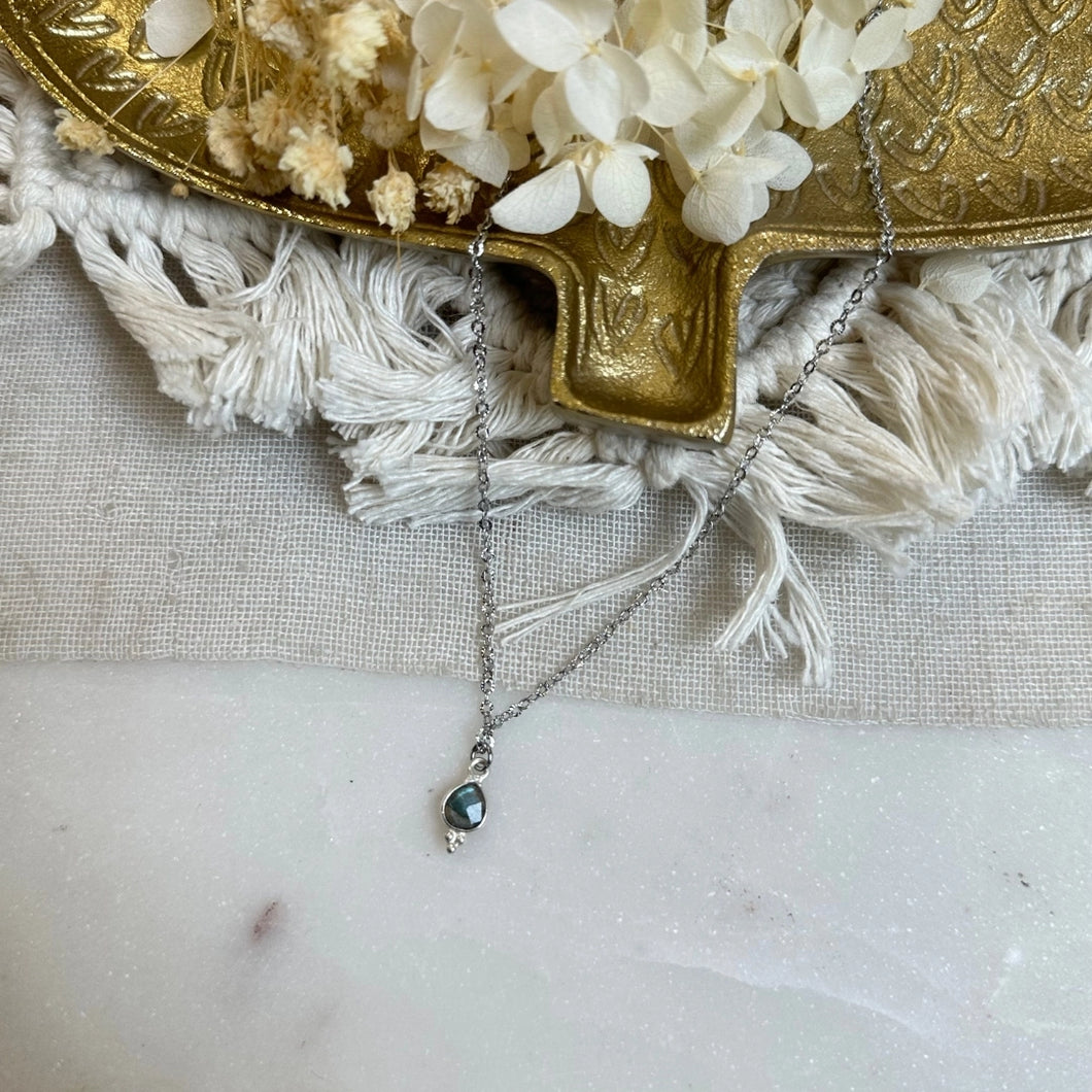 COLLIER ANITA COULEUR ARGENT LABRADORITE
