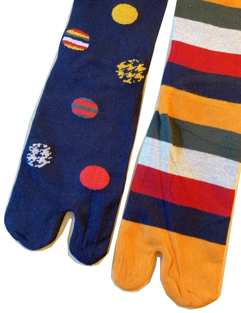 Chaussettes Tabis Pois et rayures asymétrique